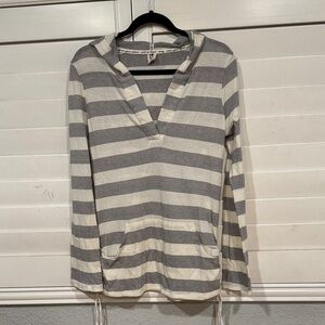 Roxy Gray and White Striped Top